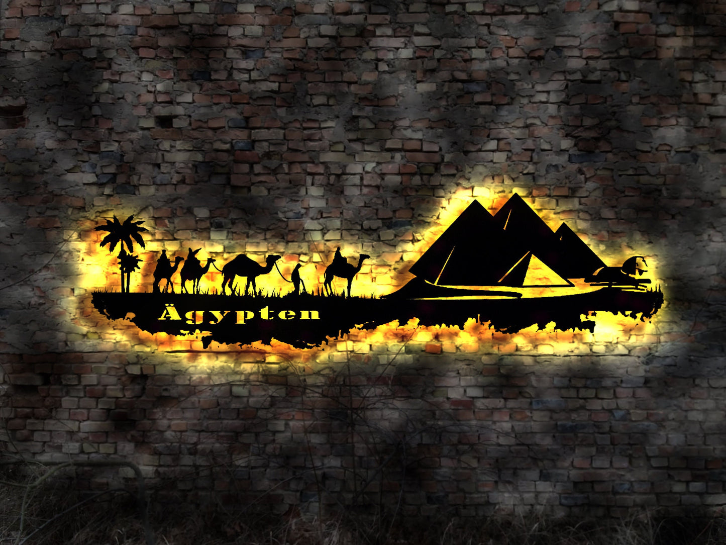 3D LED Bild Afrika Wandschmuck Kunstdruck Aufkleber Wandbild Holzmaske Kontinent Leuchtschild Holz Wandmaske Skyline Ägypten Egypt Sticker