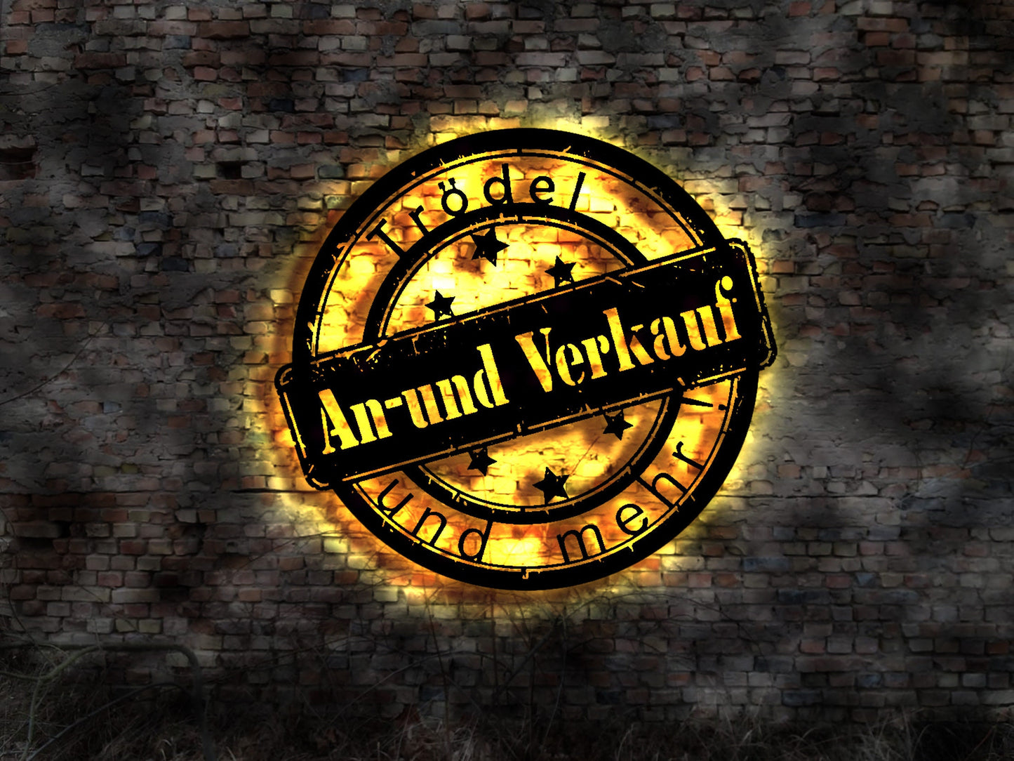 LED An-und Verkauf An und Verkauf no Blechschild Aufsteller Schild Aufkleber Neonreklame Neon sign Flomarkt second hand store Laden Geschäft
