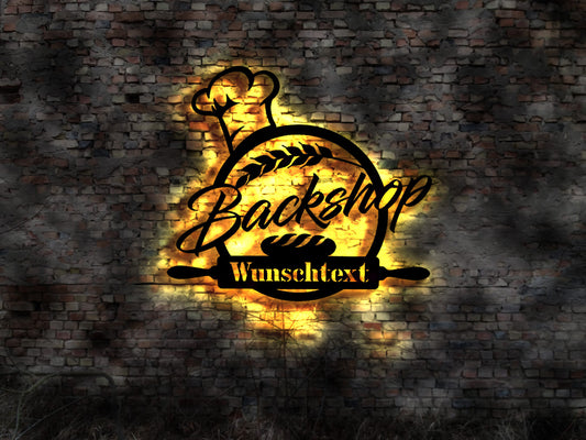 LED Wandbild Deko Coffee Cafe Kaffee Cafeteria Konditor Bäcker Blechschild Leuchtschild Wandsticker Leuchtbild Neonreklame Neonsign Backshop