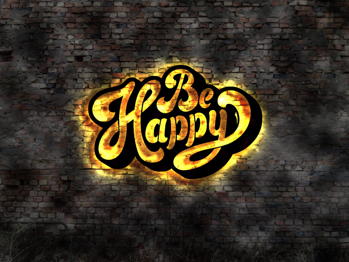 Be Happy Schild LED Leuchtreklame Neon Reklame Happyness Smily Aufkleber Partykeller Hintergrundbeleuchtung Funny LEDs