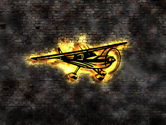 LED Wandbild Flugzeug Jet Kleinflugzeug  Air Plane Fighter Modell Bild Pilotenhelm Leinwandbild AK Modellflugzeug Bausatz Neon sign Aktiv