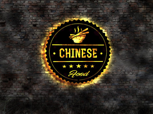 LED Wandbild Stäbchen Chinese food Restaurant neon sign Neonreklame chinesiches Essen Kochbuch  Reis Reisgerichte Chicken Ente süss sauer