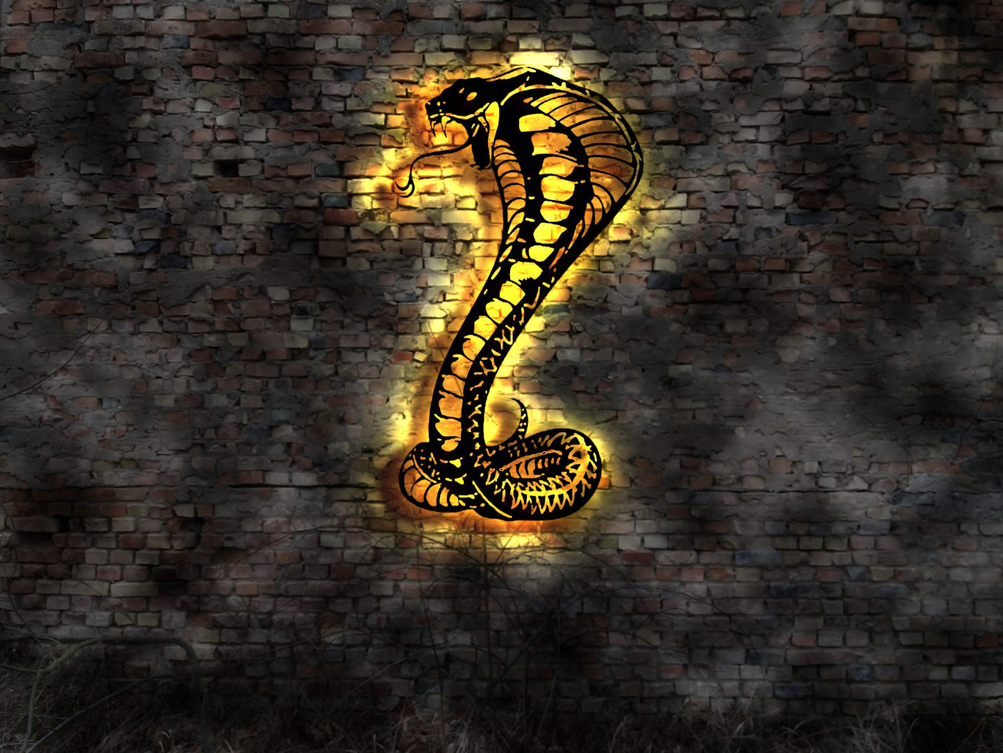 3D LED Wandbild Holz Cobra Schlange no Aufkleber Buch Bild Schmuck Aufkleber Blechschild Leuchtschild Wandsticker Leuchtbild Neonreklame