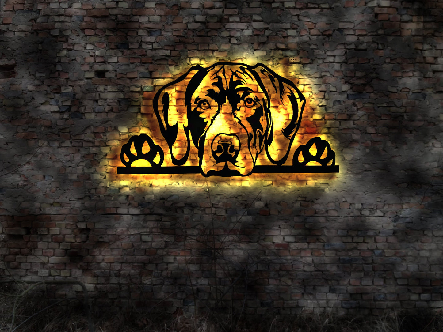 Deutsch Kurzhaar LED Wandbild aus Holz Welpen Welpe Buch Hund Dog Zucht Züchter Geschirr Futternapf Leine Leckerlies Halsband Körbchen
