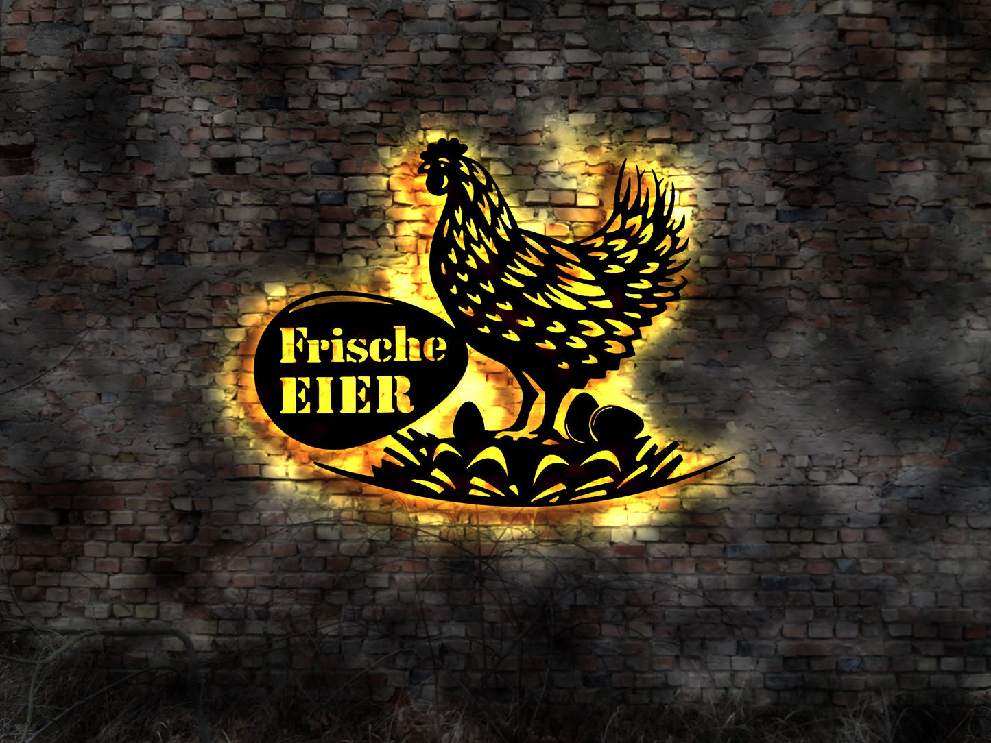 Frische Eier Schild Hühnerhof Aufsteller Leuchtreklame Eierverpackungen Buch LED Wandbild Deko Schild Aufkleber Wandtattoo Wandsticker