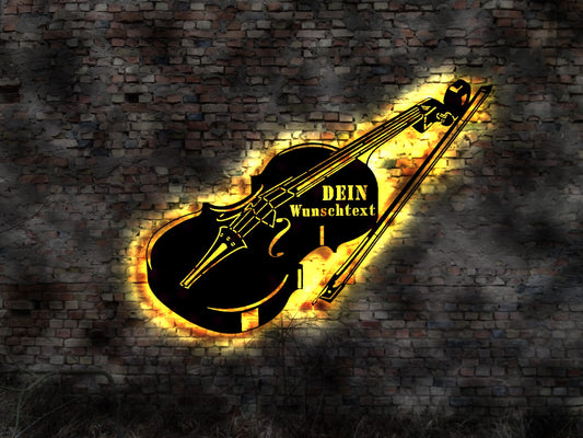 Leuchtschild Geige Violine no Geigenkasten alte Kinnstütze Bogen antike Noten Leuchtschild sign Neonreklame Aufkleber Tor Poster Bild Plakat