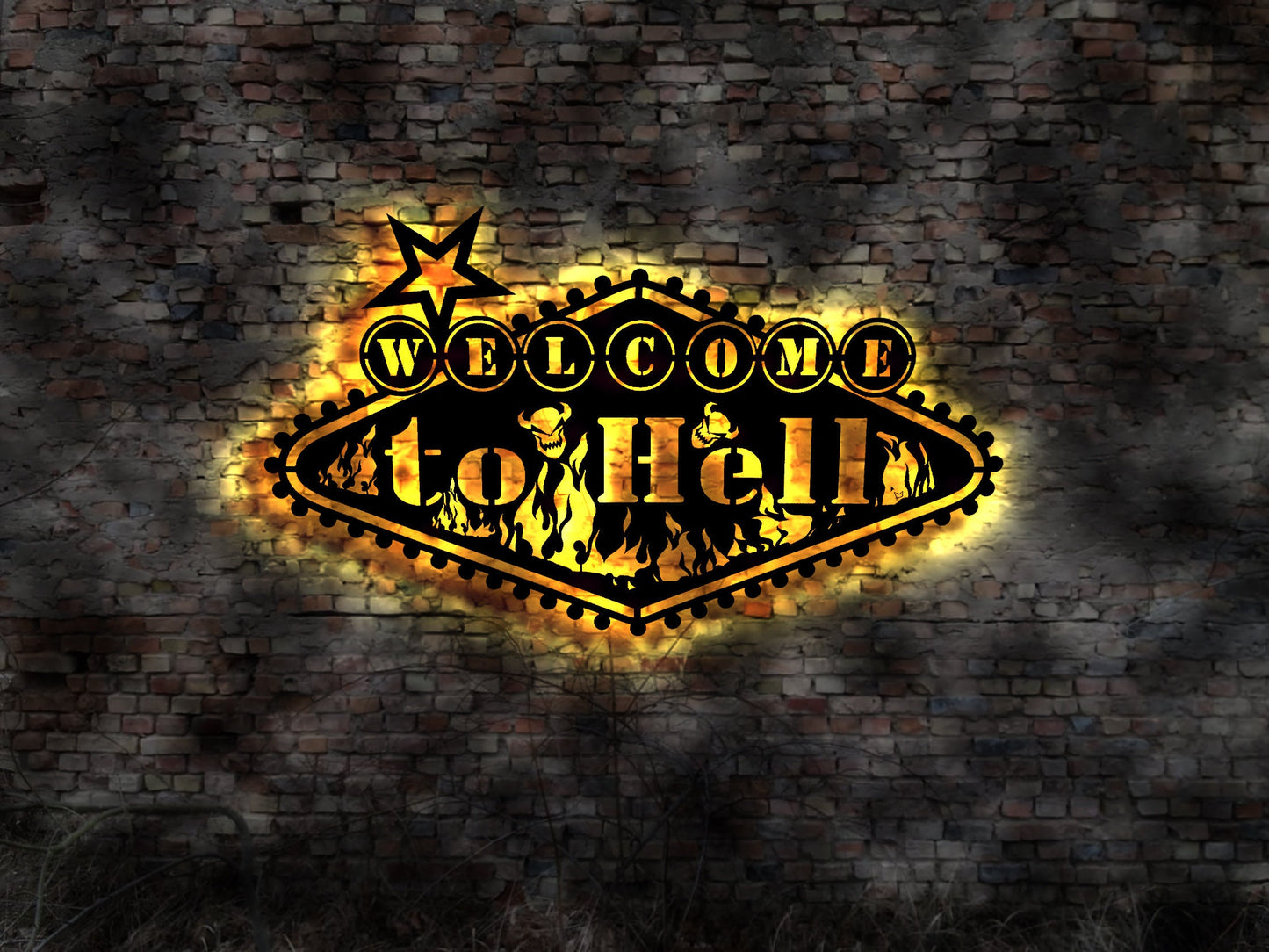 Welcome to Hell LED Leuchtschild Schild Deko Himmel und Tattoo Deko Neonreklame LED Aufkleber Logo Buch Firmenschild Leuchtschild sign