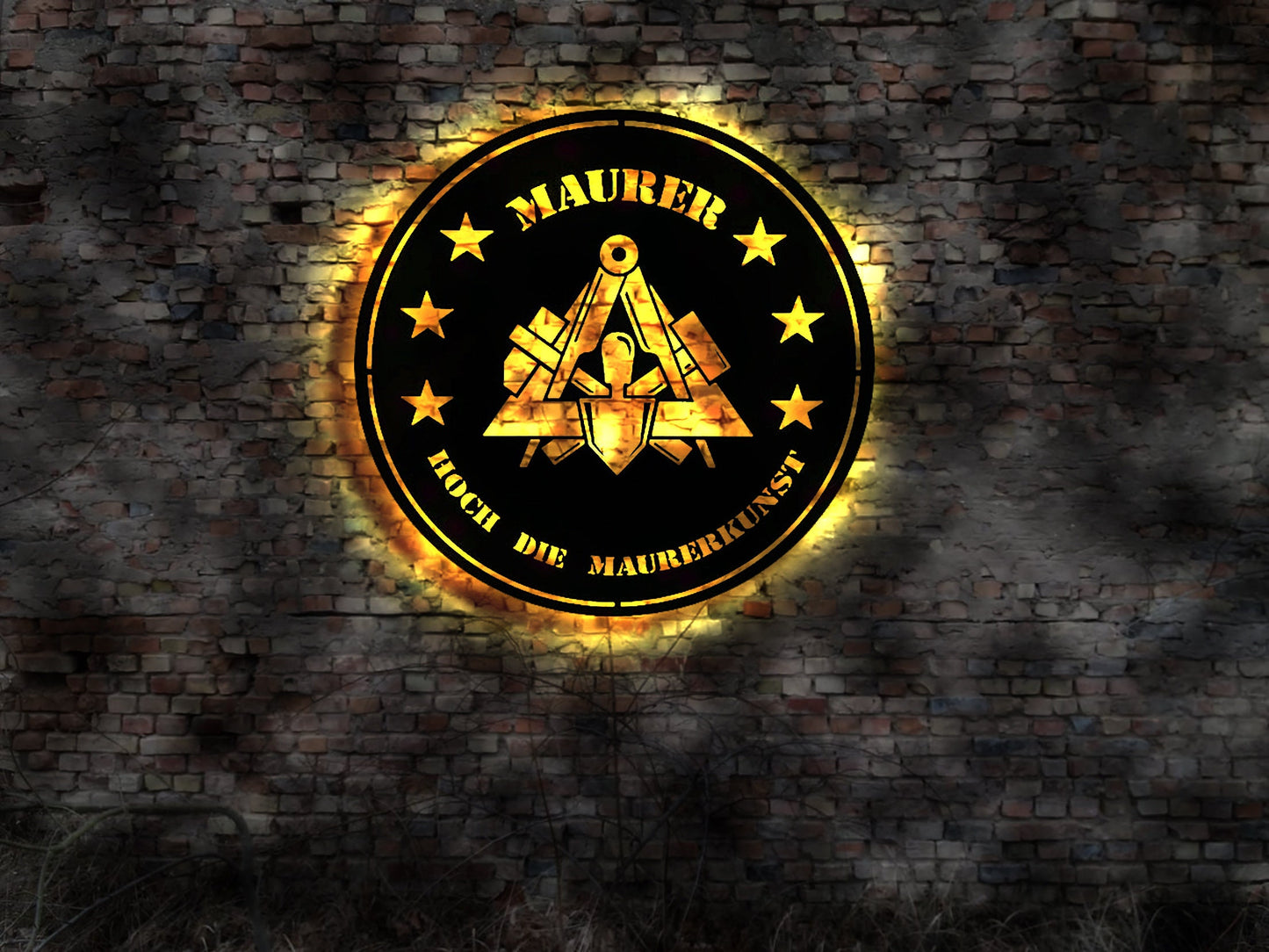 Hoch die Maurerkunst Maurer Schild Aufkleber T-shirt Kelle Schuhe Wappen Fahne r Deko Leuchtreklame LED Aufkleber Logo Buch Firmenschild