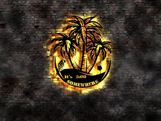 Lounge Paradise Leuchtreklame no Neon sign Neonreklame Leuchtschild Bardeko Bar It's 5:00 somewhere Barschild Loungeschild