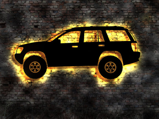 LED Wandbild Holz Buggy RC Auto Neonreklame Geländewagen Offroad Car  Strand Strandbuggy offenes Fahrzeug no RC