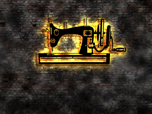 Schneider Änderungsschneiderei Schild Leuchtschild LED Wandbild Nähmaschine Buch Bild Neonreklame Schild Blechschild Wandlampe LED