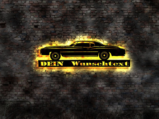 Leuchtreklame Wandbild LED Oldtimer US Car Wunschtext V8 Motor Bild Aufkleber Wandlampe LED Wandbild Neon sign Werbung Leuchtschild