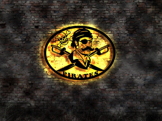 Piraten Bild Kostüm Schatztrue Piratenschiff Bühnendeko Deko Schmuck Augenklappe Neonreklame Leuchtschild Bardeko Bar Wandlampe Pirates