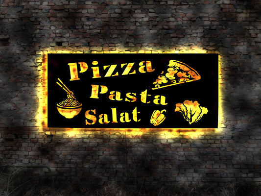 Pizza Pasta Salat Leuchtschild Austeller Leuchtreklame LED Döner Schild Leuchtschild Bardeko Bar Wandlampe LED Wandbild Neon sign Werbung
