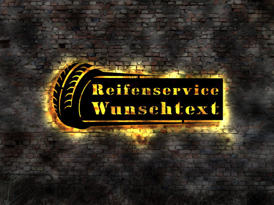 Leuchtschild Reifen Autoreifen Reifenservice Schild Leuchtreklame Fahne Flagge 3D Aufkleber Krone King Deko Buch Neonreklame Werbung