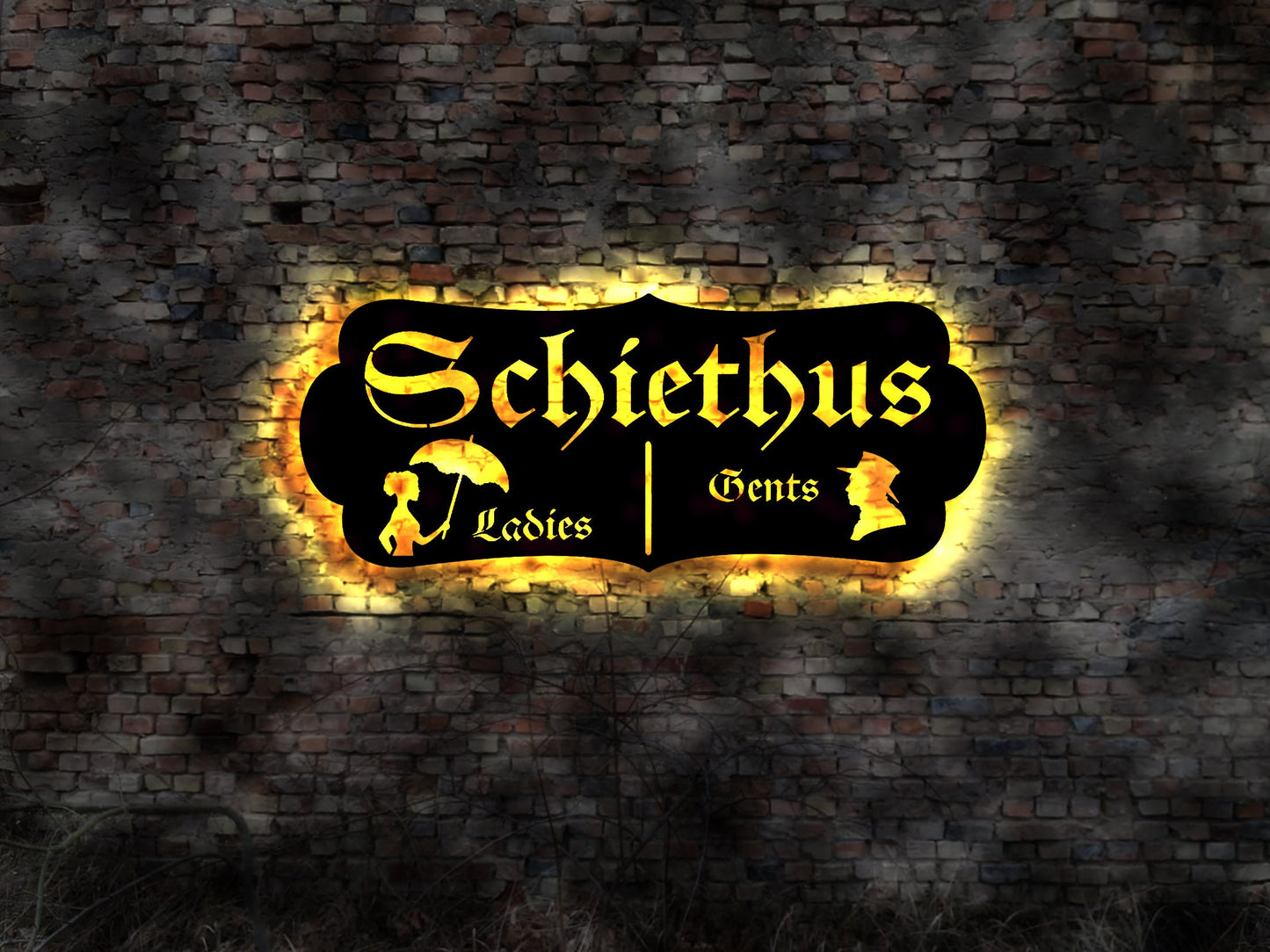 Schiethus Schild Toiletten Scheisshaus no Emailschild Blechschild Leuchtreklame sign-shirt Fahne Leuchtschild Bardeko BarSchild Werbung no