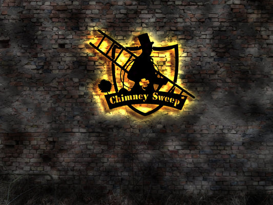 Schornsteinfeger Schild Anhänger Aufkleber Figur Buch Kaminkehrer Leuchtreklame sign-shirt Fahne Leuchtschild Besen chimney sweeper sweep
