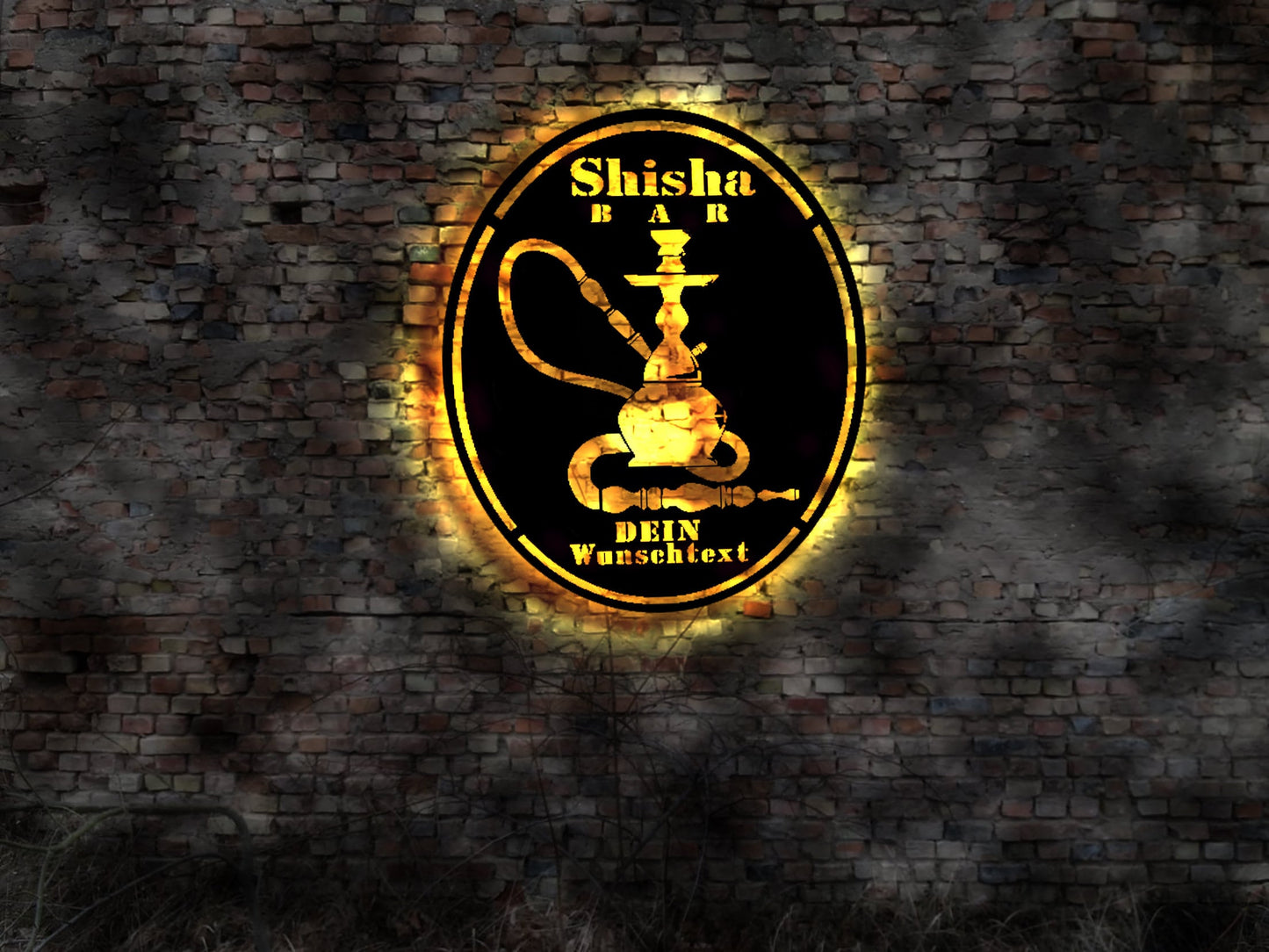 Shisha Bar LED Wandbild Deko Wasserpfeiffe Kiffen Bong Buch Canabis Öl Duft Tabak Buch Wanddeko Aufkleber Bild