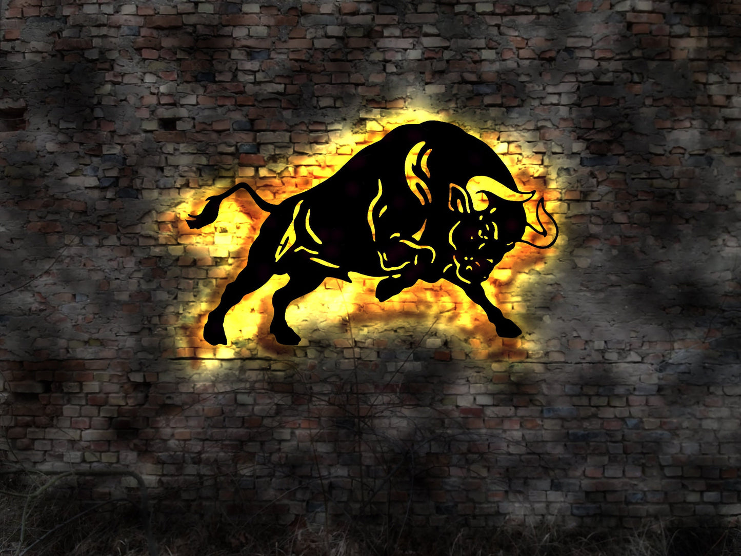 Stier Leuchtbild Bild Wandtattoo Aufkleber Torero Stierkampf Deko Skulptur Büste Kette Halskette Tierkreiszeichen Schild signWandtattoo Bild