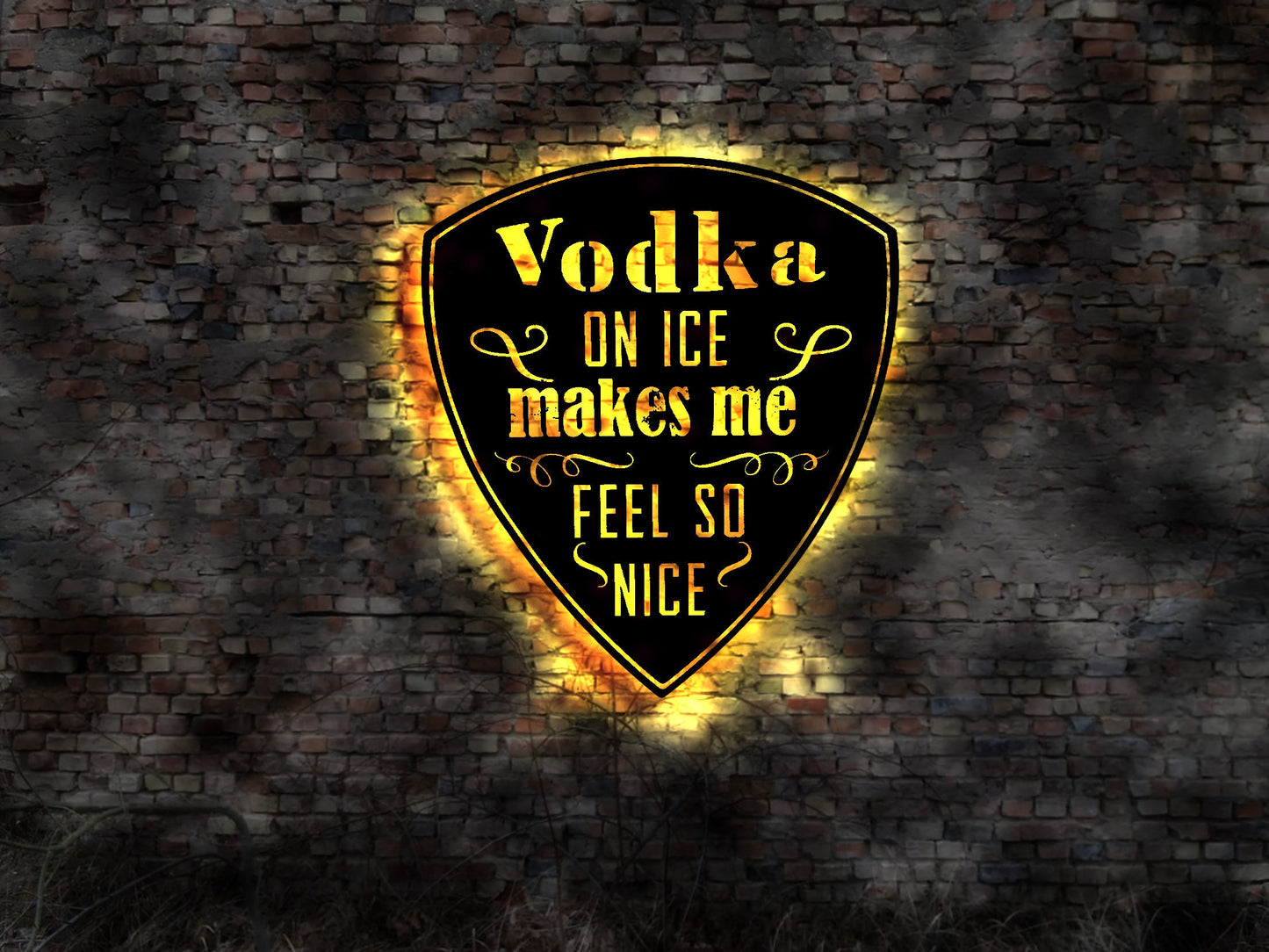 Vodka Wodka Flasche Gläser Sammlung Glas Blechschild Schild Wandbild Deko Logo Eis ice on Neonreklame sign Vodkagläser Holzfass