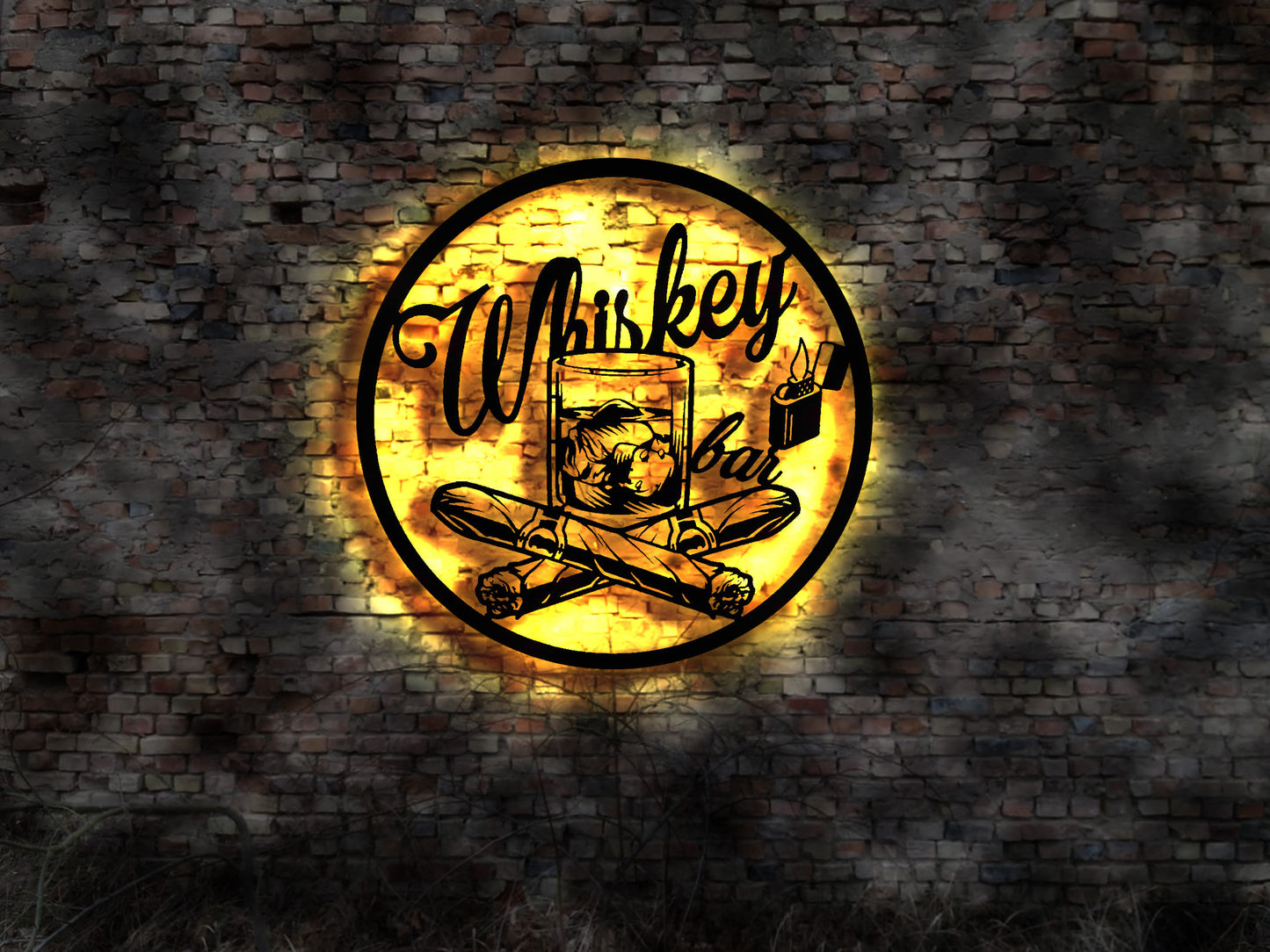 Leuchtreklame Whiskey no Gläser Irish drink bottle Fass Bar Tresen Holzfass Whyskeyfass Sammlung Bottles Collection Whiski sign Schild