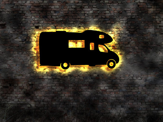 LED Wandbild Wohnmobil Camping Wohnwagen Auto Transporter Car Kocher Geschenk Wohnanhänger Camper Schild
