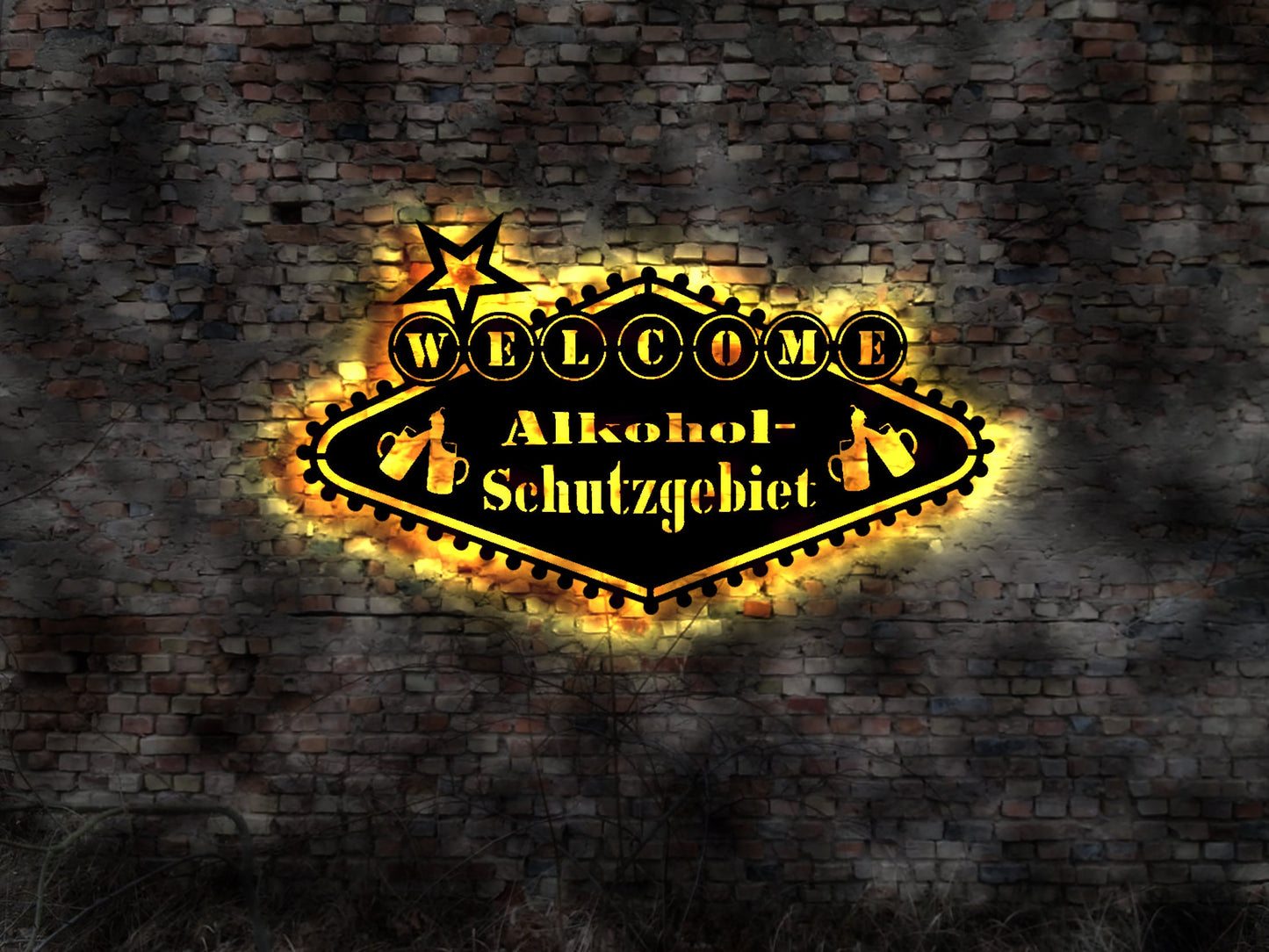 3D LED Bild Wandbild Saufen Alkohol Bier Stammtisch Emaille Schild Straßenschild LED Alki Suff Schutzgebiet Neonreklame Neon sign