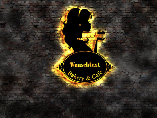LED Wandbild Deko Coffee Cafe Kaffee Cafeteria Konditor Bäcker Blechschild Leuchtschild Wandsticker Leuchtbild Neonreklame Neonsign Backshop