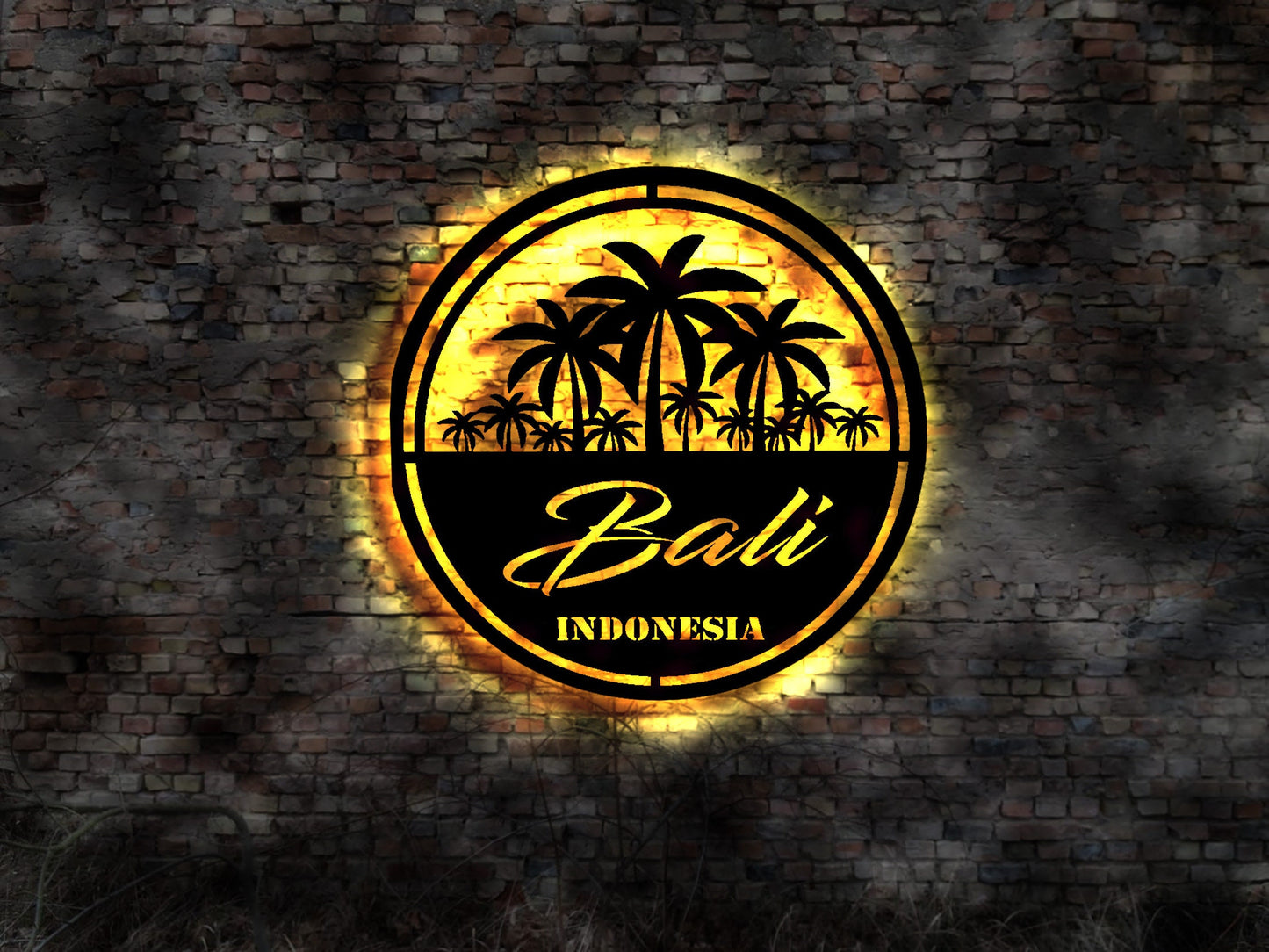 3D LED Deko Bali Reiseführer Wandtattoo Skyline Aufkleber Buch Tropic Island Silhouette Kühlschrankmagnet Paradis Paradise Neon sign
