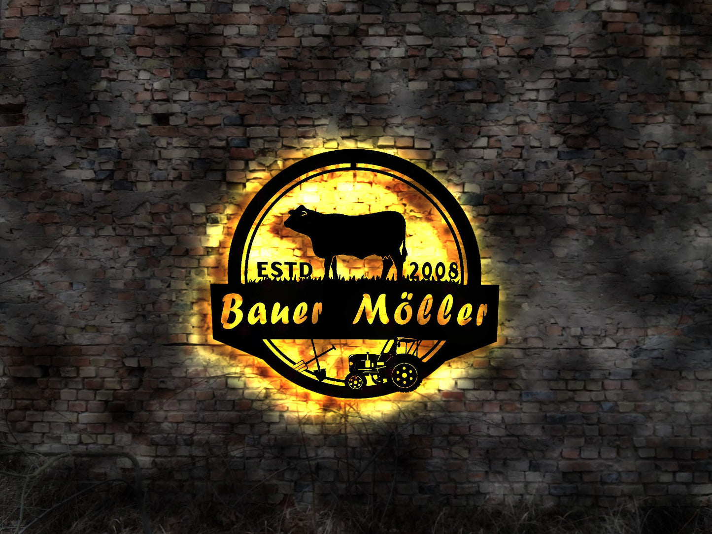 Bauer Bauernhof Landwirt Kühe Kuh Rinderzucht Traktor Ernte Buch Stall Aufkleber Schild Leuchtschild Wandsticker Leuchtbild Neonreklame Neon