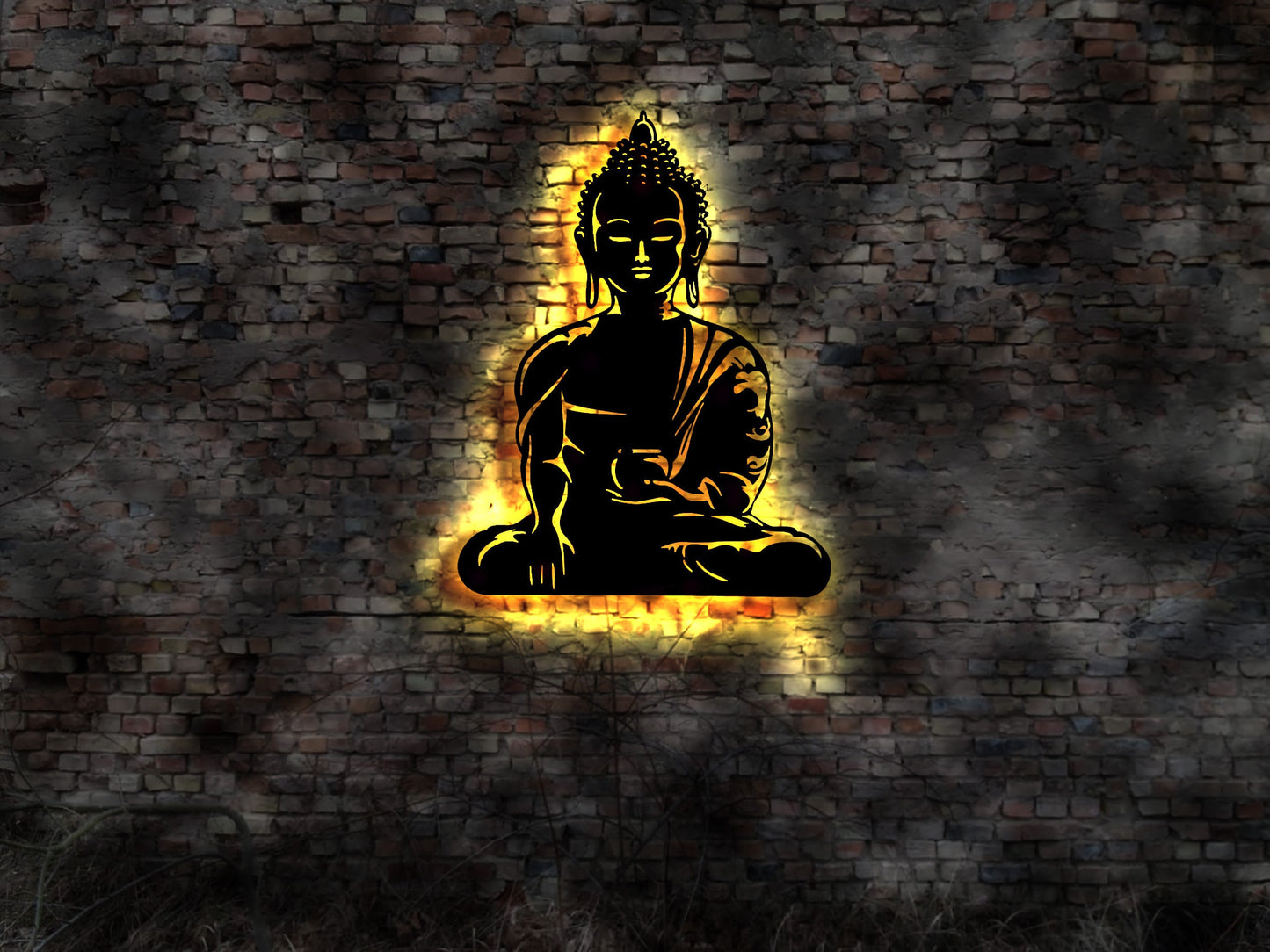 LED Wandbild Deko Buddah Yoga Skulptur Figur no Gips Matte Wandtattoo Büste Yogamatte Matte  Buddhsismus  Porzellan Gebet Prayer