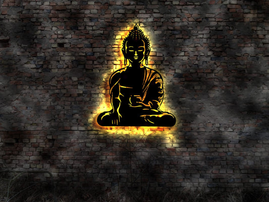 LED Wandbild Deko Buddah Yoga Skulptur Figur no Gips Matte Wandtattoo Büste Yogamatte Matte  Buddhsismus  Porzellan Gebet Prayer