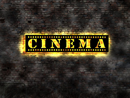 Leuchtreklame Kino Cinema Popcorn Deko Wandtattoo Movie  Film Blechschild Leuchtschild Wandsticker Leuchtbild Neonreklame Neon sign
