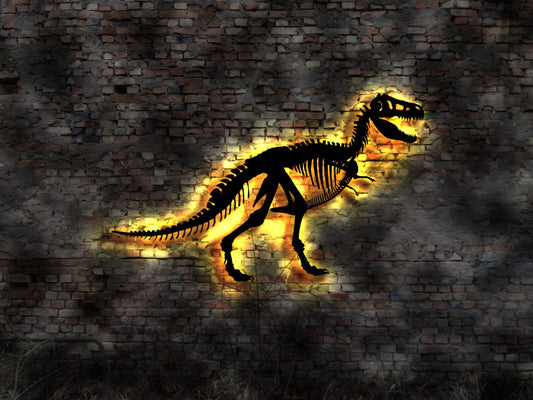Leuchtbild Dino Saurier Dinosaurier Skelett Bild LED Wandbild Wandbild beleuchtet Leuchtschild Wandsticker Leuchtbild Neonreklame Neon sign