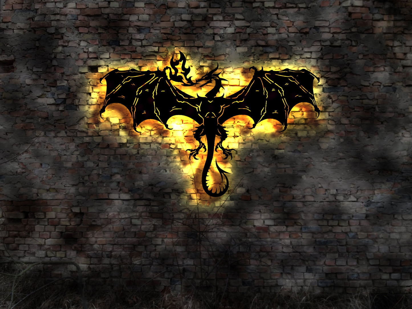 Drachen Drache Wandtattoo Bild Aufkleber Märchen Feuer Wanddeko Wandbild Deko noLeuchtbild Neonreklame Neon sign