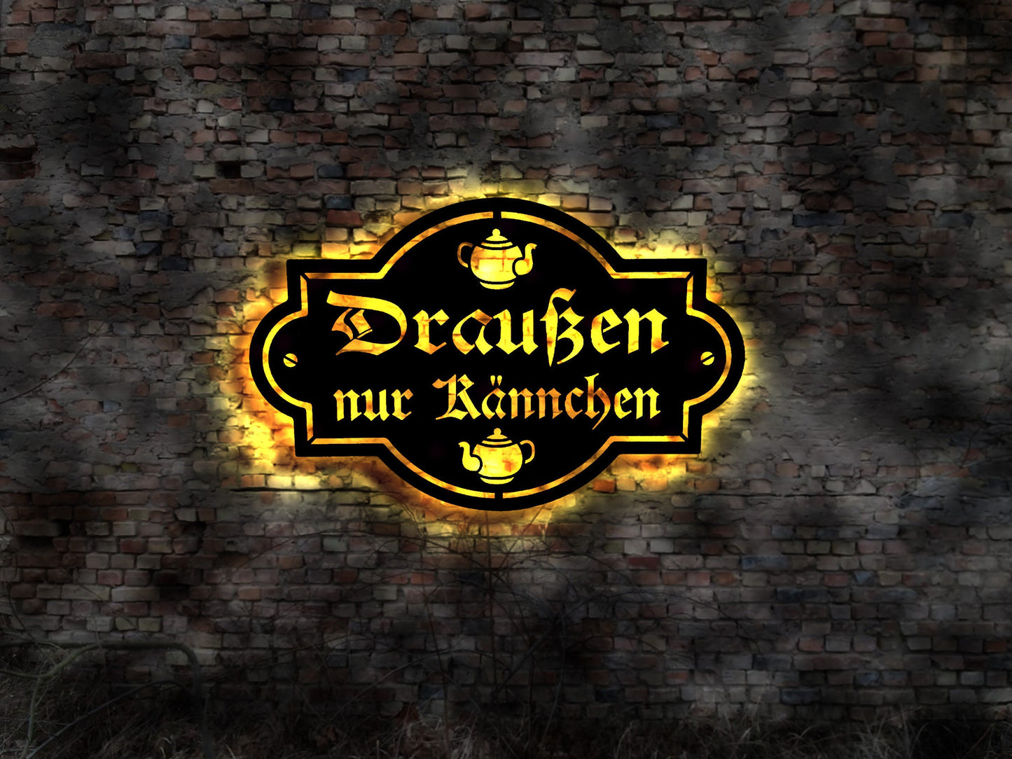 LED Wandbild Draußen nur Kännchen Schild no Neonreklame Blechschild Retro Sign Deko no Neonreklame Leuchtschild Wandsticker Leuchtbild
