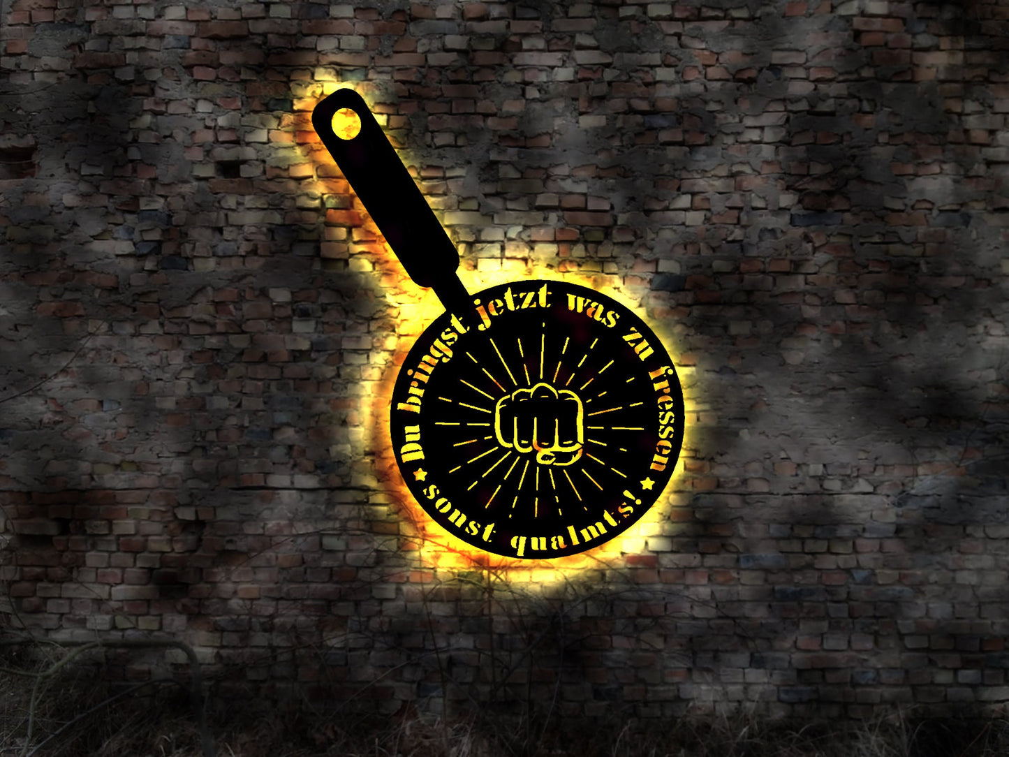 Schild Küche Grill no Neonreklame Bratpfanne Pfannenwender LED schild Bild Fressen Küchenschild Kantine Großküche Herd Backofen Kochtopf