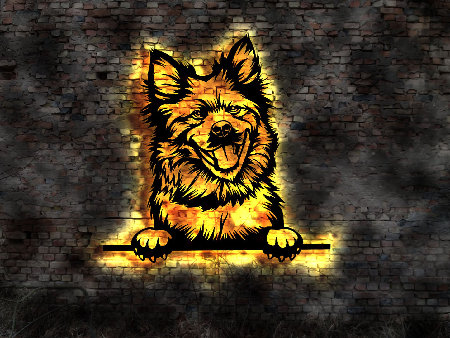 DEIN E Rasse Eurasier LED Wandbild aus Holz Welpen Welpe Buch Hund Dog Zucht Züchter Geschirr Futternapf Leine Leckerlies