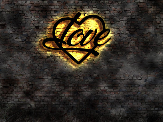Love Liebe Herz heart sign gift Geschenkidee Verlobung LED Wandbild Mund Kuss Kiss Deko Wandtattoo Love Reklame Schild Leuchtschild