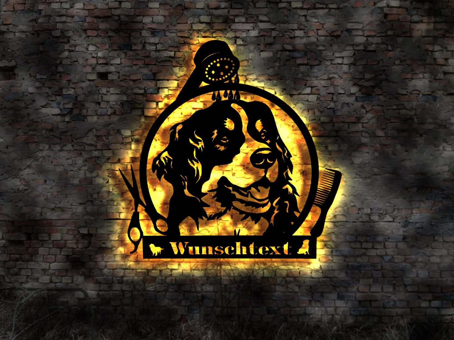 Hundefriseur Hunde Friseur Salon Schild Leuchtschild Dog Neon sign Schermaschine Tierfriseur Spiegel Kamm Tierkamm Schere Leuchtreklame Cat