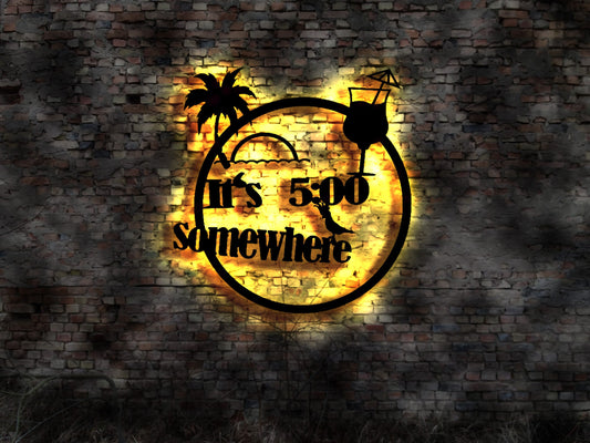 Lounge Paradise Leuchtreklame no Neon sign Neonreklame Leuchtschild Bardeko Bar It's 5:00 somewhere Barschild Loungeschild