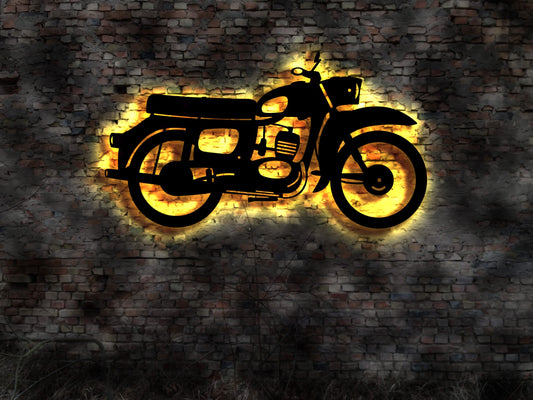 LED Wandbild DDR Motorrad Ossi Ostalgie Fahrzeug Schild Roller Oldtimer Bike