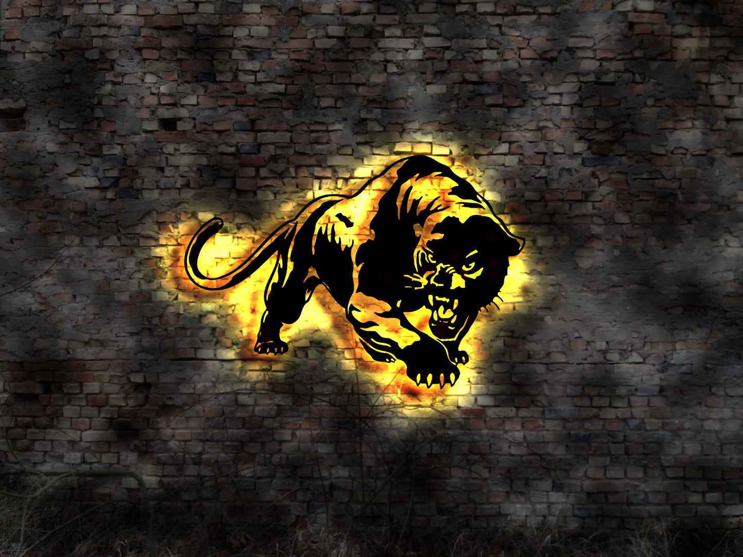 Schwarzer Panter Raubkatze Katze Bild Sticker Tattoo Aufkleber Foto Katze Buch Wandlampe LED Wandbild Neon Raubtier