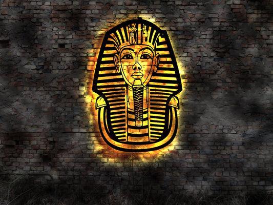Pharao altes Ägypten Buch Reise Tempel Bild Pyramiden König Wandbild Deko sign Neonreklame Leuchtschild Bardeko Bar Wandlampe LED Wandbild