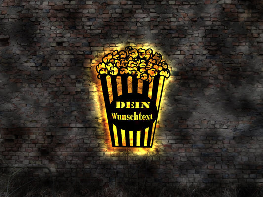Leuchtreklame Kino Cinema Popcorn Deko Wandtattoo Movie  Film Blechschild Leuchtschild Wandsticker Leuchtbild Popcornmaschine Tüten