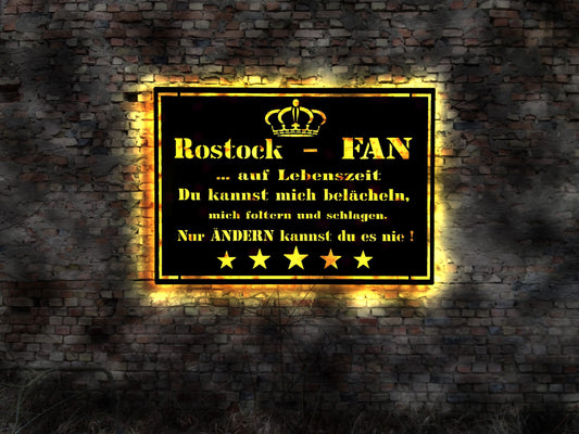 Leuchtschild Leuchtreklame Schild AK Neonreklame Blechschild Rostock Fan HRO Stadt Skyline Hansestadt  MV Mecklenburg Vorpommern