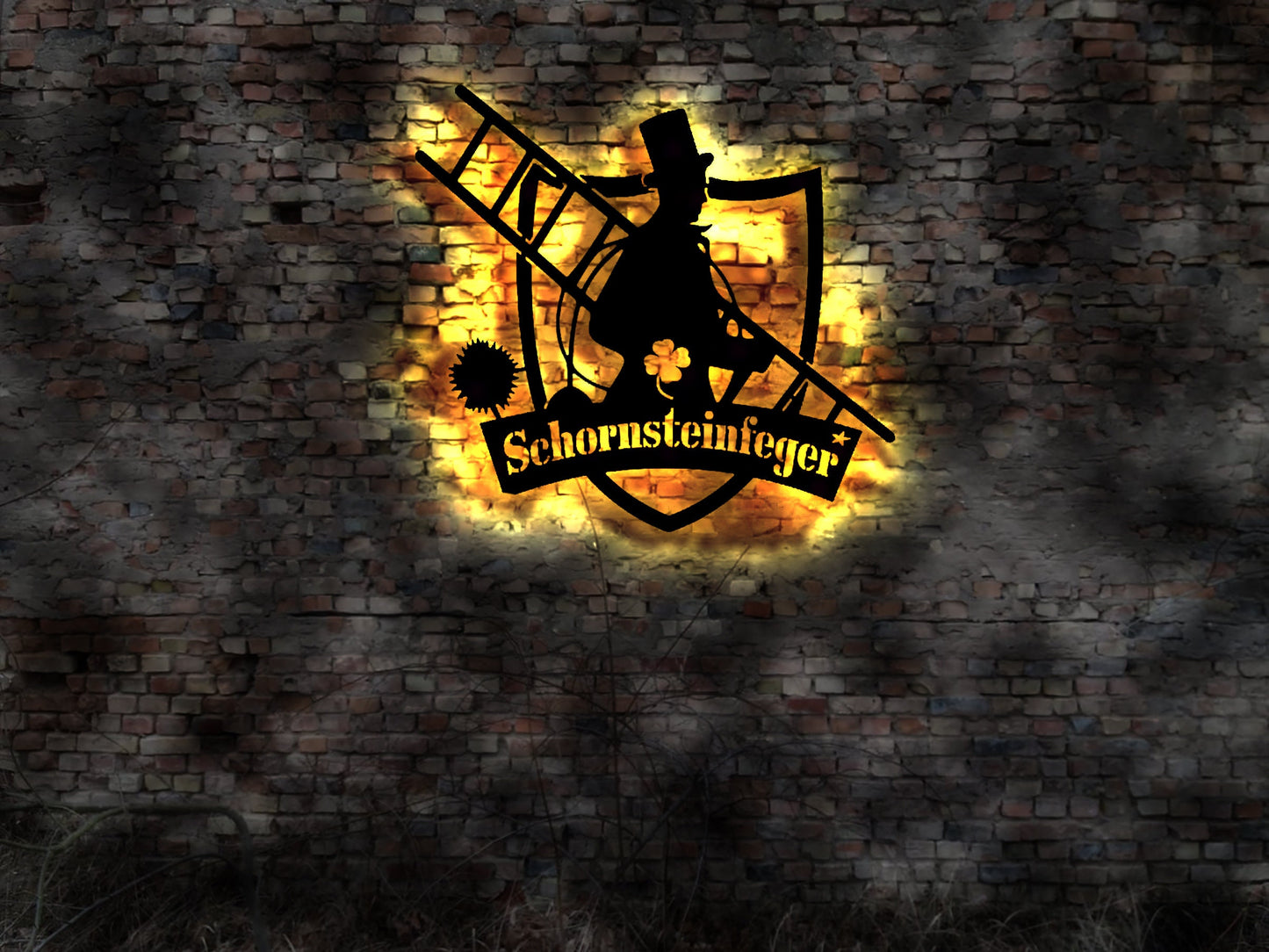 Schornsteinfeger Schild Anhänger Aufkleber Figur Buch Kaminkehrer Leuchtreklame sign-shirt Fahne Leuchtschild Besen Kehrbesen