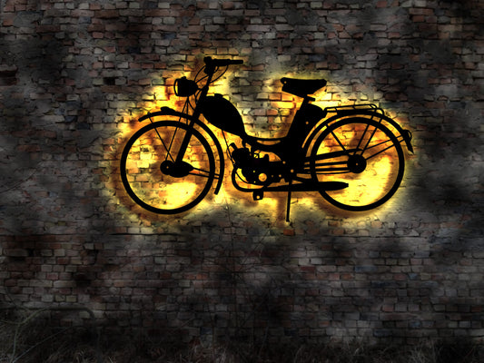 LED Wandbild DDR Moped Mofa Ossi Ostalgie Fahrzeug Schild Roller Oldtimer Bike Ostalgie Zweitakter