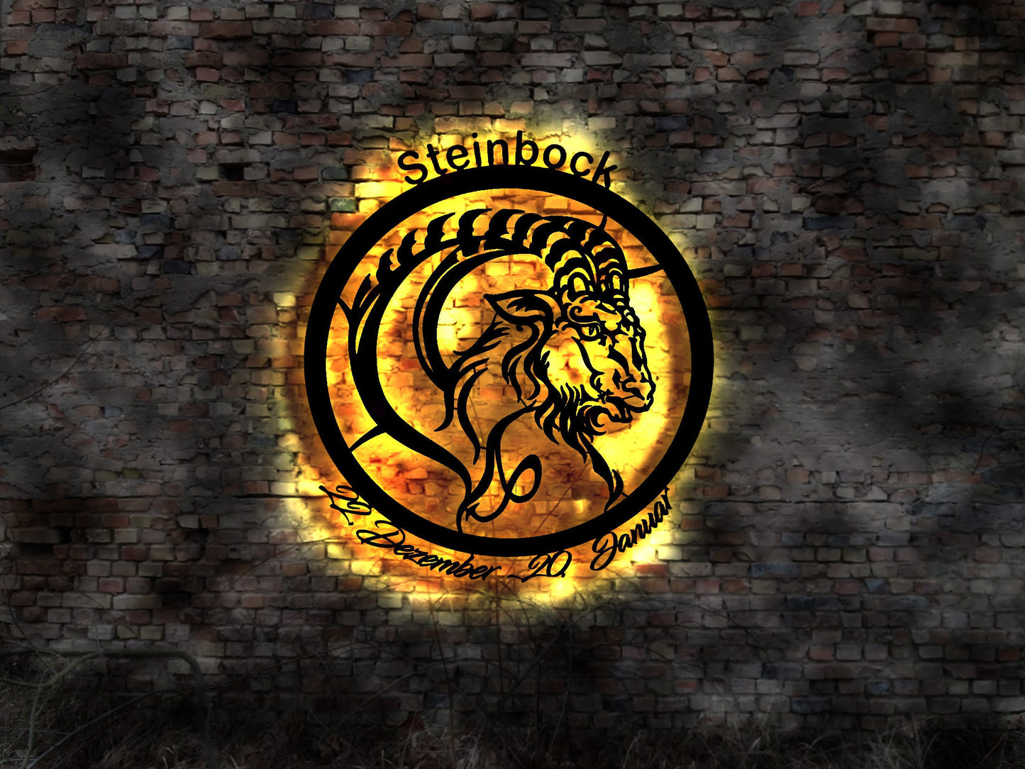 3D LED Wandbild Sternzeichen Horoskop Wandtattoo Aufkleber Neon Sign Steinbock Kette Halskette Tierkreiszeichen Schild signWandtattoo Bild