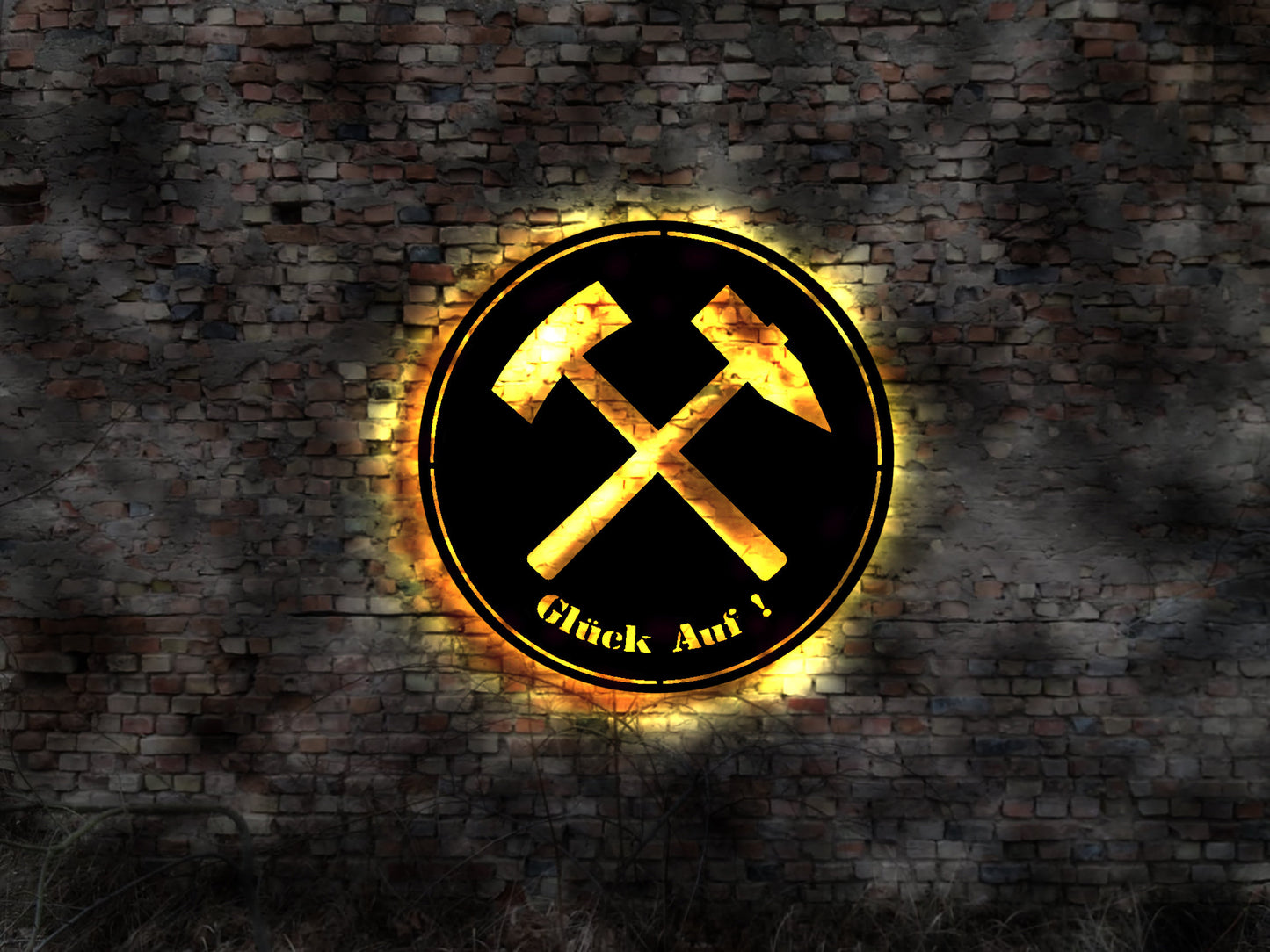 Glückauf Glück auf Bergbau Zeche Kumpel Emblem Fahne T-shirt Schild Leuchtschild LED Leuchtreklame Aufkleber Logo Buch Firmenschild